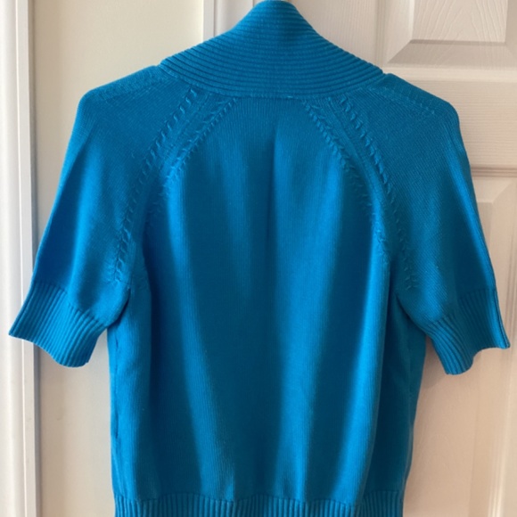 Talbots Short Sleeve Blue Sweater, Size Medium - Picture 3 of 5